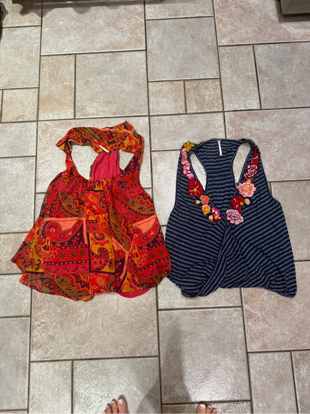 Two Large Free People t-back floral tanks. Beautiful!!